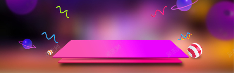紫色扁平舞台banner海报jpg设计背景_88icon https://88icon.com 圆形舞台 几何 圆环 扁平 舞台 渐变 球 立体球 丝带 碎点 光晕 光点 三角 线条 炫彩