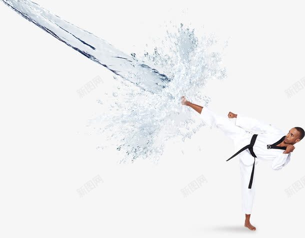 跆拳道人物和水花psd免抠素材_88icon https://88icon.com 水花 水滴 水效果 跆拳道 人物
