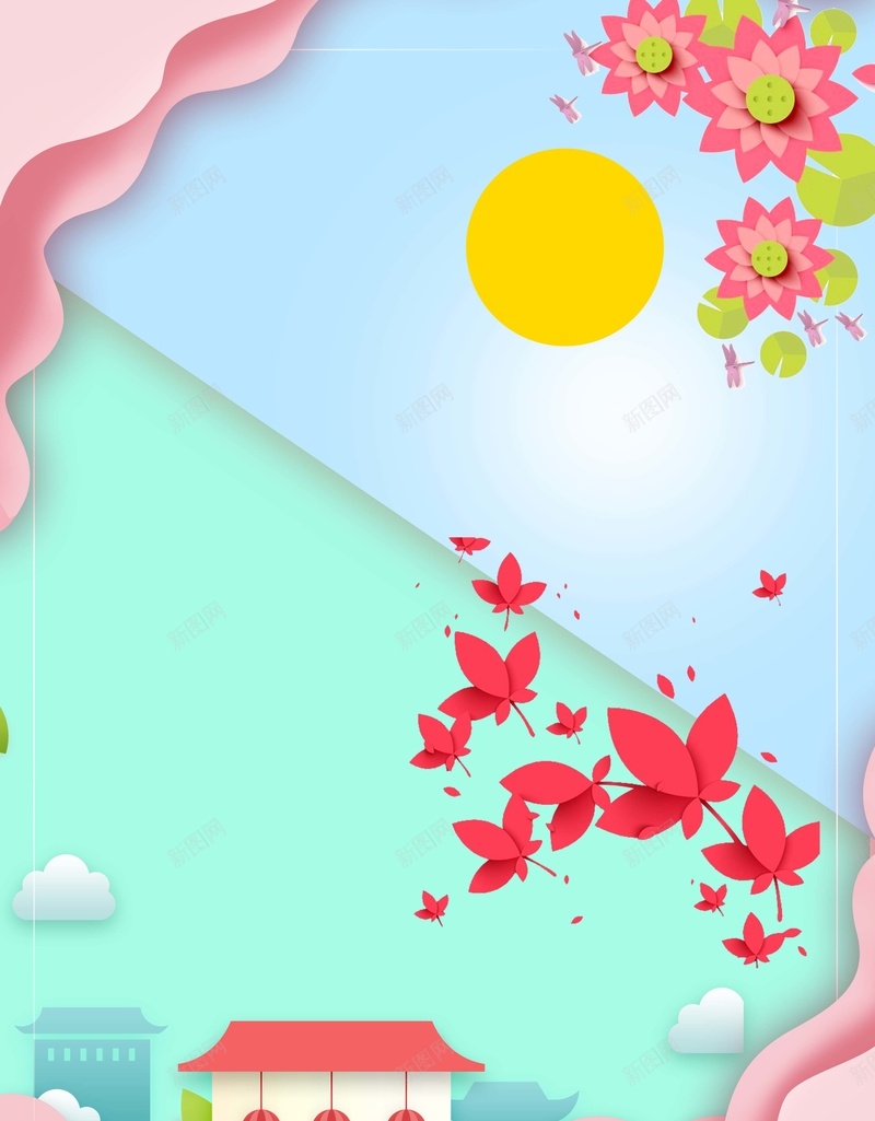 八月十五剪纸风中秋促销海报jpg设计背景_88icon https://88icon.com 中秋习俗 中秋钜惠 中秋节 团圆 赏月 剪纸风 叠加效果 建筑 月亮