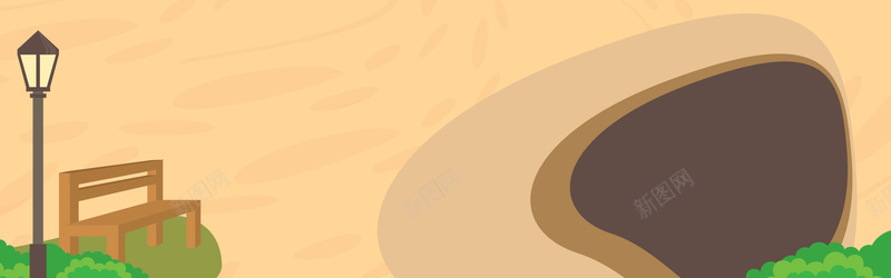 清新黄色卡通公园背景jpg设计背景_88icon https://88icon.com 休息区 休闲 公园 公园背景 卡通 卡通手绘 水彩路灯 清新 绿化 路灯 长椅 黄色