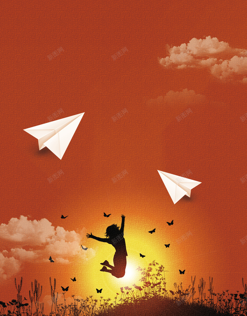 创意励志纸飞机海报背景素材psd设计背景_88icon https://88icon.com 不忘初心宣传 学校展板 情感 梦想 青春 初心不改 企业文化 励志挂画 纸飞机
