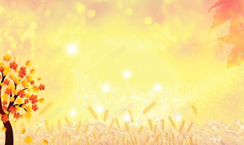 黄色渐变手绘麦田唯美背景psd设计背景_88icon https://88icon.com 唯美 手绘 渐变 麦田 黄色 树 枫叶 卡通 童趣