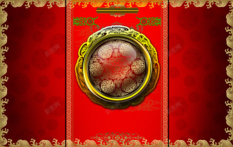 中式复古传统礼盒大礼包海报背景素材jpg设计背景_88icon https://88icon.com 礼盒大礼包 传统图案 底纹装饰 春节礼盒 中式 浪花边框 新年快乐 喜庆背景 新年祝福 新春 海报
