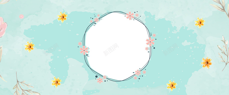 小清新日系文艺插画海报bannerpsd设计背景_88icon https://88icon.com 黄色小花 浅蓝色 文艺 日系 清新 粉色花朵 电商活动 产品海报 季末促销 秋季上新