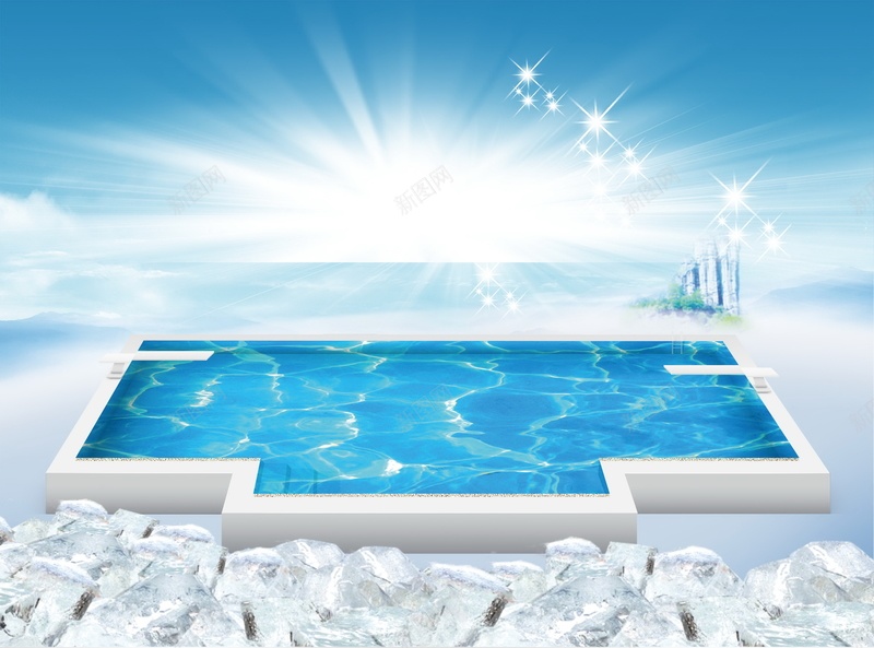 蓝色水花广告背景psd设计背景_88icon https://88icon.com 水波纹 光芒 冰块 水花 蓝色 海报 平面 广告 背景 PSD 素材 模板