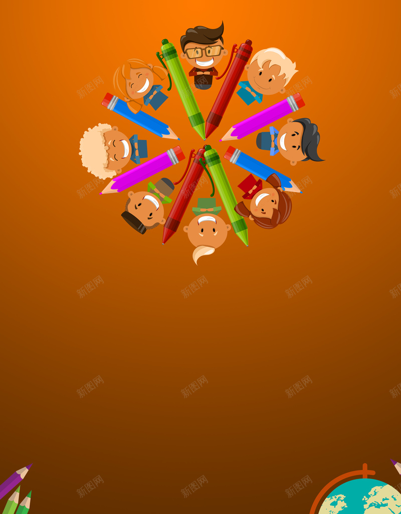 橙色卡通手绘教育培训班招生背景素材psd设计背景_88icon https://88icon.com 卡通海报 卡通男孩 培训单页 教育单页 早教招生 招生单页 学校招生 托管班 寒假招生 宣传单背景 开心
