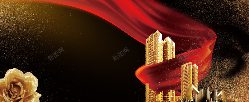 黑金色奢华房地产bannerpsd设计背景_88icon https://88icon.com 盛大开盘 高端大气 奢华 金色 黑色 楼盘 建筑 房地产 楼市