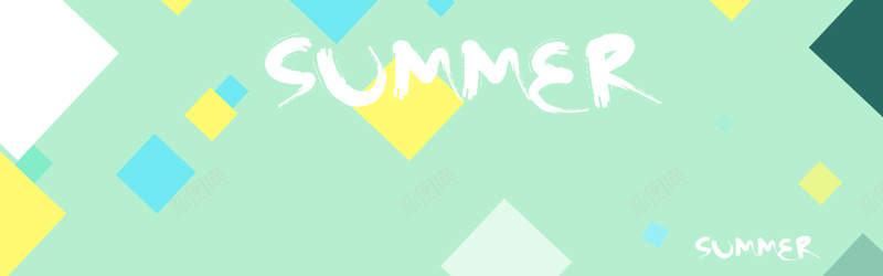 清凉一夏psd设计背景_88icon https://88icon.com 夏天 小清新 简约 几何 清凉 海报banner 文艺