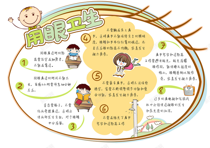 幼儿园用眼卫生手抄报背景模板psd设计背景_88icon https://88icon.com 卡通 幼儿园海报 手抄报装饰 手绘 教育海报 电子板报 眼保健操 童趣