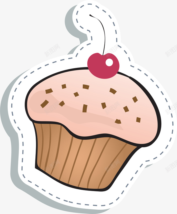矢量纸杯蛋糕甜品贴纸ai免抠素材_88icon https://88icon.com 手绘 可爱 食物 甜品 矢量图案 纸杯蛋糕 卡通贴纸