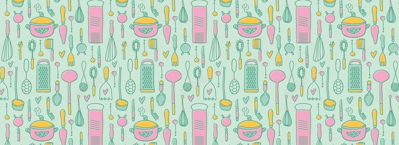 简笔手绘厨房元素背景jpg设计背景_88icon https://88icon.com 海报banner 卡通 手绘 童趣 绿色 简笔手绘 厨房元素