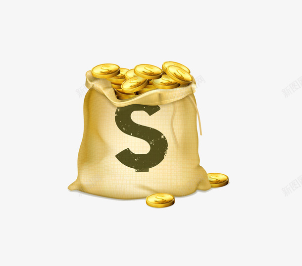 一袋金币png免抠素材_88icon https://88icon.com 金币 钱 金色