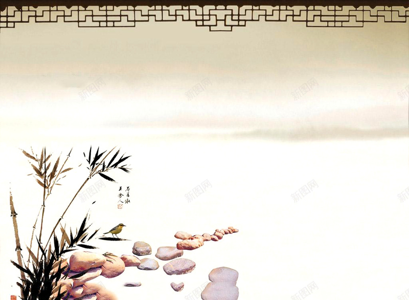 中国画海报背景jpg设计背景_88icon https://88icon.com 古风 竹子 艺术 有边框海报素材