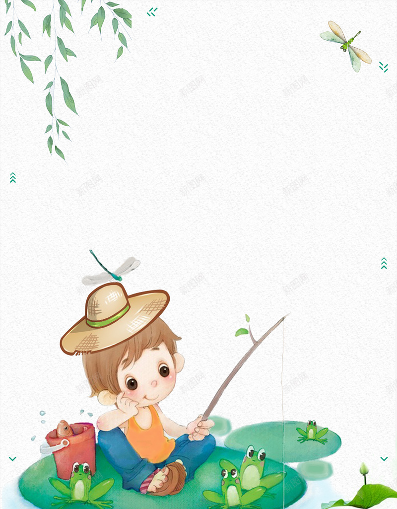 大暑文艺孩童童趣手绘绿色背景psd设计背景_88icon https://88icon.com 暑假 夏天 大暑节气 卡通儿童 大暑 中国传统节气 文化节日 挂画 挂历 节气海报