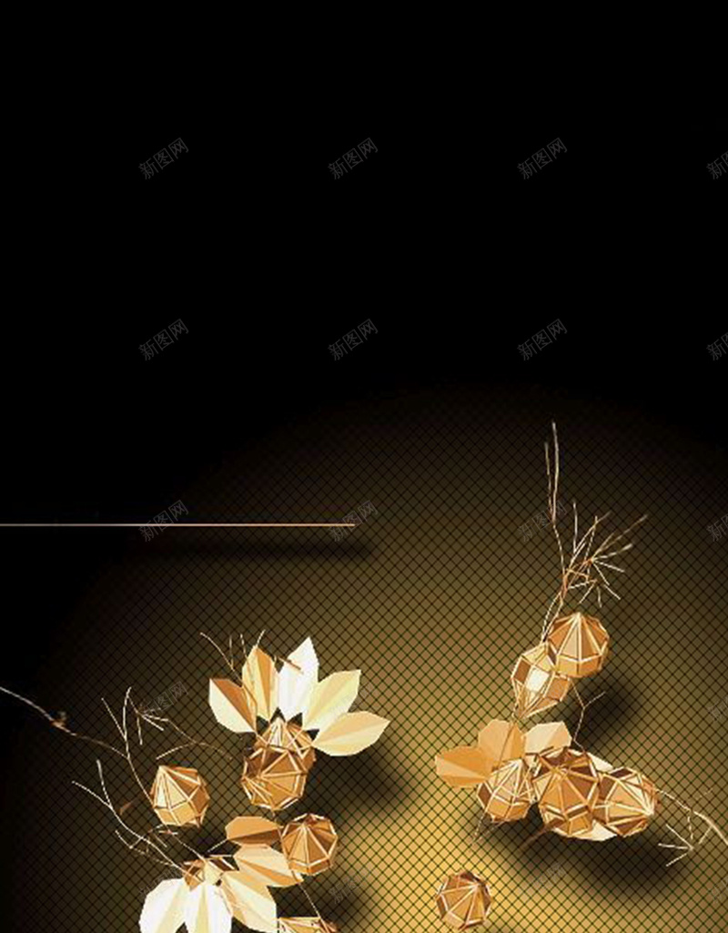 金色花草折纸H5背景素材jpg设计背景_88icon https://88icon.com 折纸 花草 金色 高贵 黑色 H5背景 大气