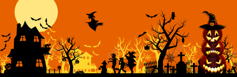 万圣节卡通手绘黄色bannerpsd设计背景_88icon https://88icon.com banner 万圣节 卡通 城堡 夜晚 房屋 手绘 暗黑城堡 月亮 树 淘宝 电商 鬼节 黄色