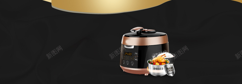 电饭锅促销季黑金简约bannerpsd设计背景_88icon https://88icon.com 日用百货 电饭锅 直通车 主图 海报 电饭煲 模版 数码家电 家居用品厨具 厨卫 厨房用品 炒锅 铁