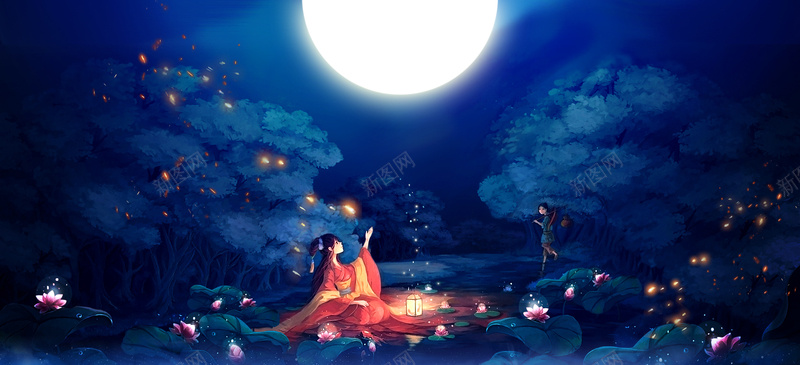 38妇女节梦幻浪漫渐变蓝色bannerpsd设计背景_88icon https://88icon.com 38妇女节 妇女节 梦幻 浪漫 文艺 小清新 简约 素材 广告 设计 背景 月亮 星光 美女 树木