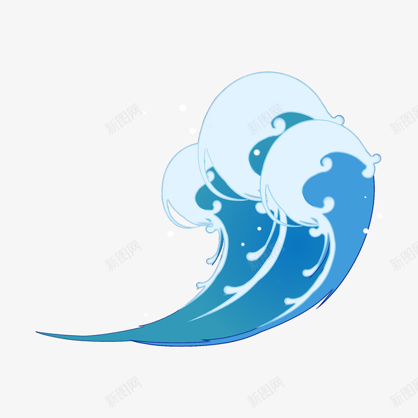 手绘蓝色海浪素材png免抠素材_88icon https://88icon.com 和风海浪 国潮素材 手绘海浪 海浪 蓝色海浪