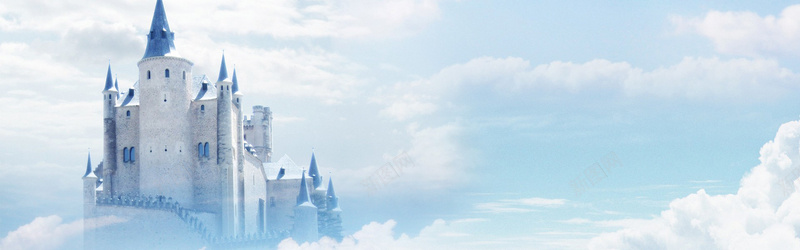 蓝色城堡背景jpg设计背景_88icon https://88icon.com 海报banner 横幅背景 城堡 天空 蓝色 全屏banner背景 浪漫 梦幻