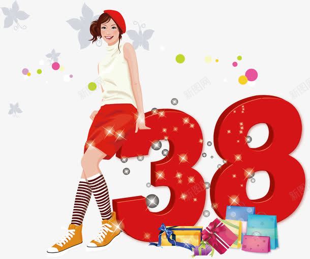 38妇女节海报卡通促销素材ai免抠素材_88icon https://88icon.com 妇女节 38 妇女节海报 海报素材