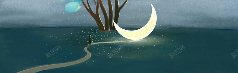 卡通梦话背景jpg设计背景_88icon https://88icon.com 海报banner 卡通 夜晚 月亮 梦话 童趣 手绘