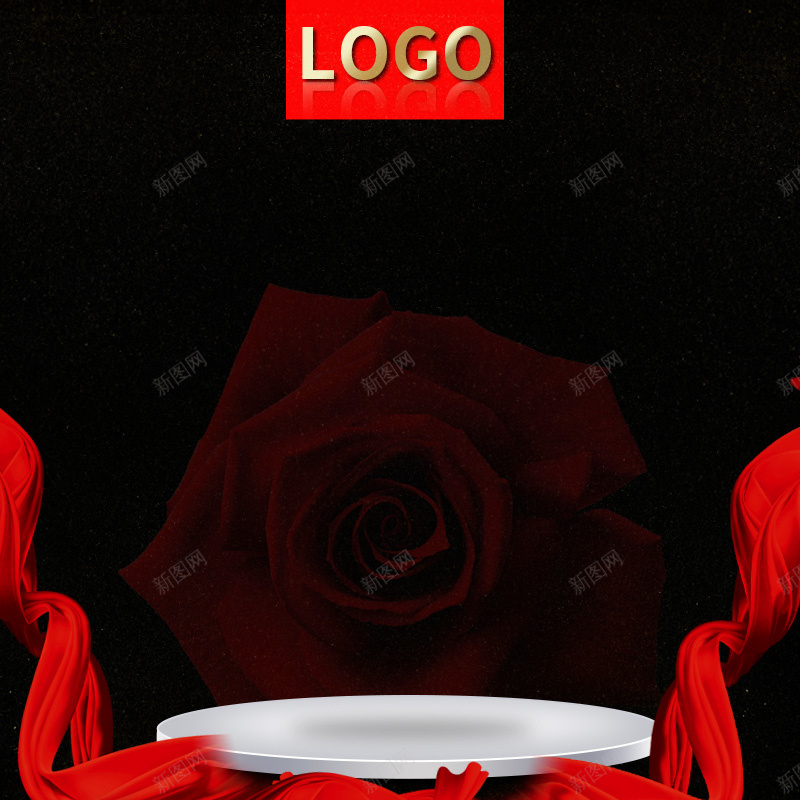 玫瑰化妆品黑色PSD分层主图背景素材jpg设计背景_88icon https://88icon.com 玫瑰 花朵 黑色 舞台 银色 丝带 红布 化妆品 护肤品 面膜 爽肤水 乳液 淘宝 主图 直通车