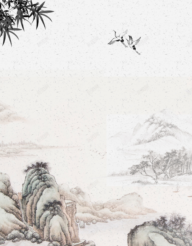 中国风山水背景素材psd设计背景_88icon https://88icon.com 海报 节气 背景 矢量 水墨 清明 中国风 竹林