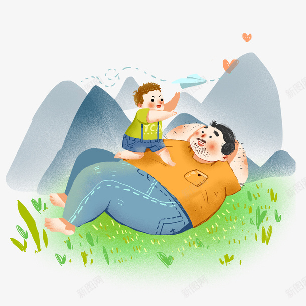 手绘动漫卡通父子父亲节野外玩耍png免抠素材_88icon https://88icon.com 手绘 动漫 卡通 父子 父亲节 野外玩耍
