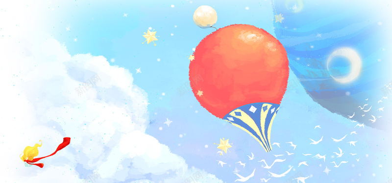 手绘气球星星月亮蓝色海报bannerpsd设计背景_88icon https://88icon.com 手绘 星星 月亮 气球 蓝色 海报banner 卡通 童趣
