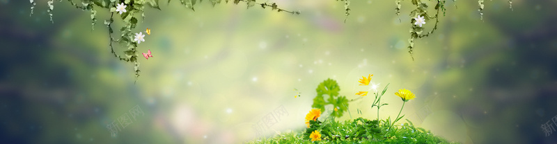 清新背景bannerpsd设计背景_88icon https://88icon.com 清新 简约 绿叶 绿色 花 海报banner 文艺 小清新