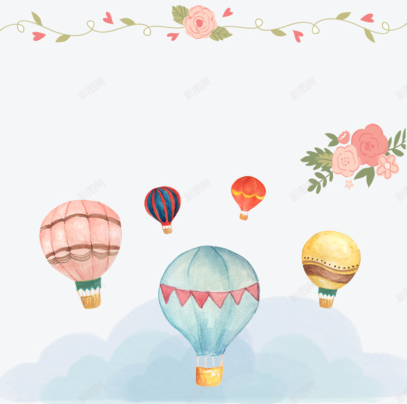 素净热气球海报psd设计背景_88icon https://88icon.com 素净 热气球 手绘 花 浅色 卡通 童趣