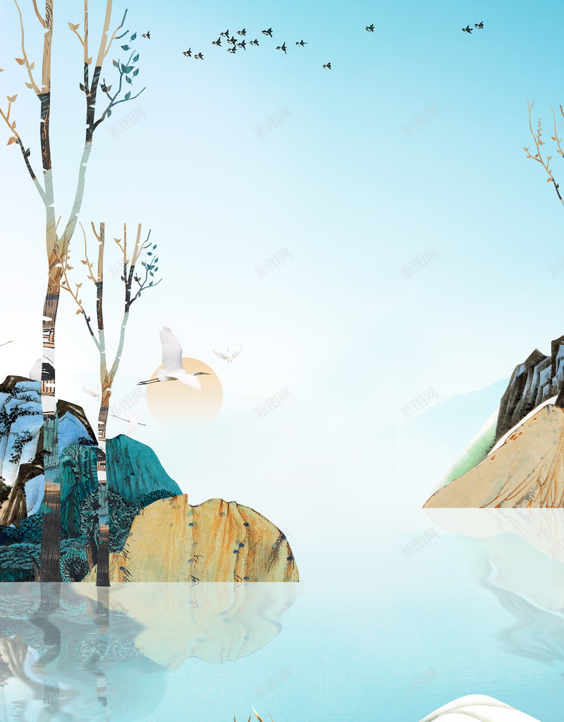 复古手绘树叶背景素材psd设计背景_88icon https://88icon.com 复古 手绘 树叶 树枝 树 小鹿 山水画 海报背景 背景 背景素材 素材