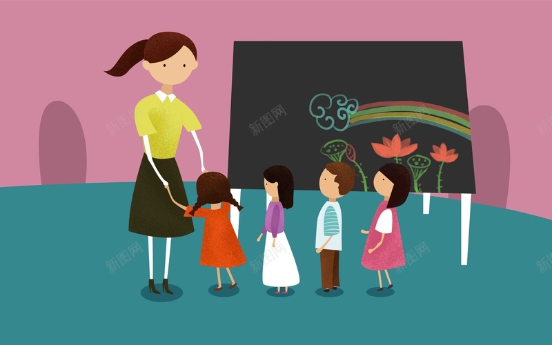 蓝粉色清新开学季校园师生插画psd设计背景_88icon https://88icon.com 蓝粉色 清新 文艺 开学季 开学了 校园 学校 师生 手绘老师 手绘学生 小朋友 老师 原创插画 海