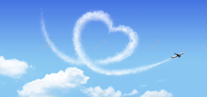 晴空蔚蓝psd设计背景_88icon https://88icon.com 海报banner 飞机云 天空 浪漫 爱情 梦幻