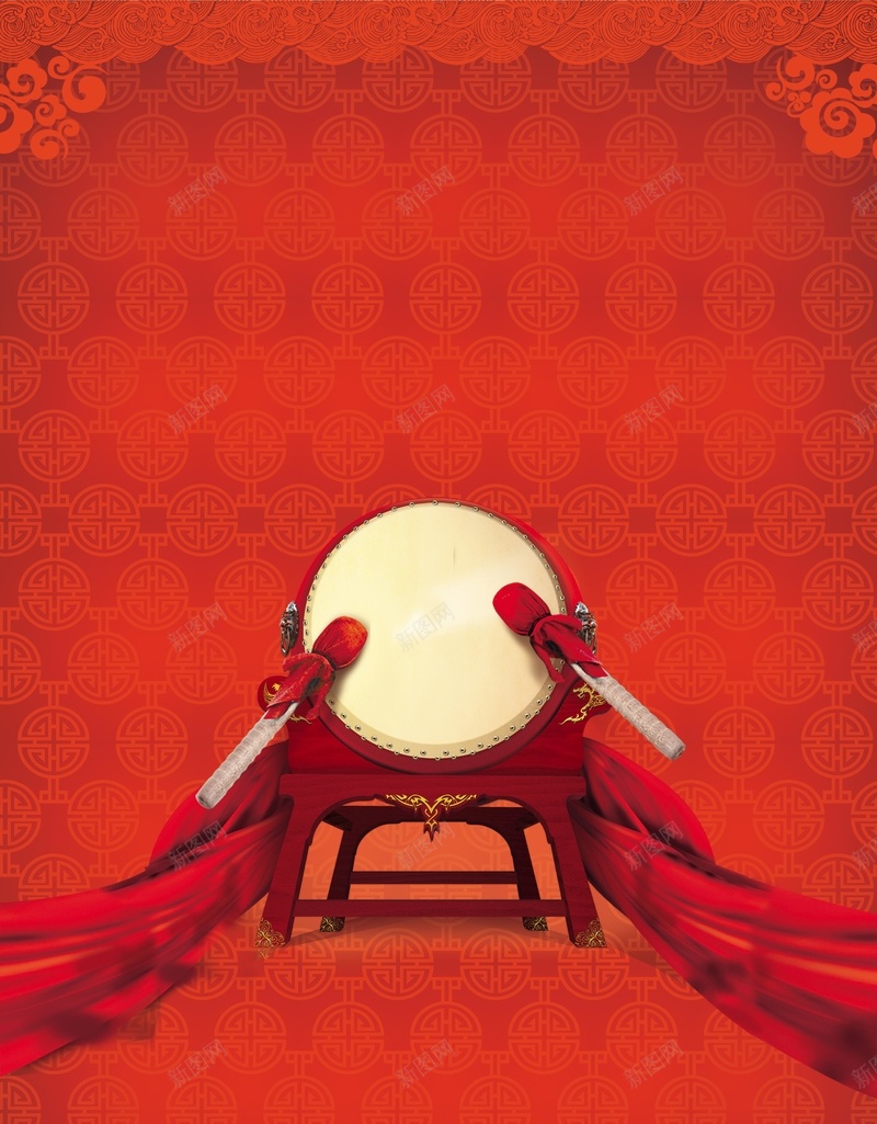 红色喜庆简约海报背景psd设计背景_88icon https://88icon.com 击鼓 红色 喜庆 纹路 元宵 团聚 过年 红火 热闹 海报背景