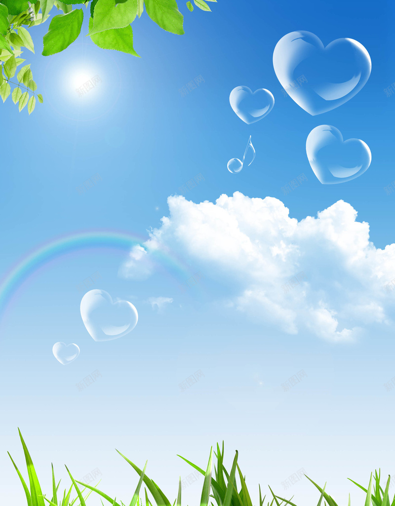 清新城市环保公益海报背景psd设计背景_88icon https://88icon.com 公益 城市 海报 清新 环保 蓝天 白云 绿叶 气泡 文艺 小清新 简约