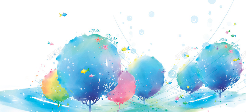 卡通水彩清新背景bannerpsd设计背景_88icon https://88icon.com 卡通 水彩 清新 背景 banner 树 海报banner 童趣 手绘