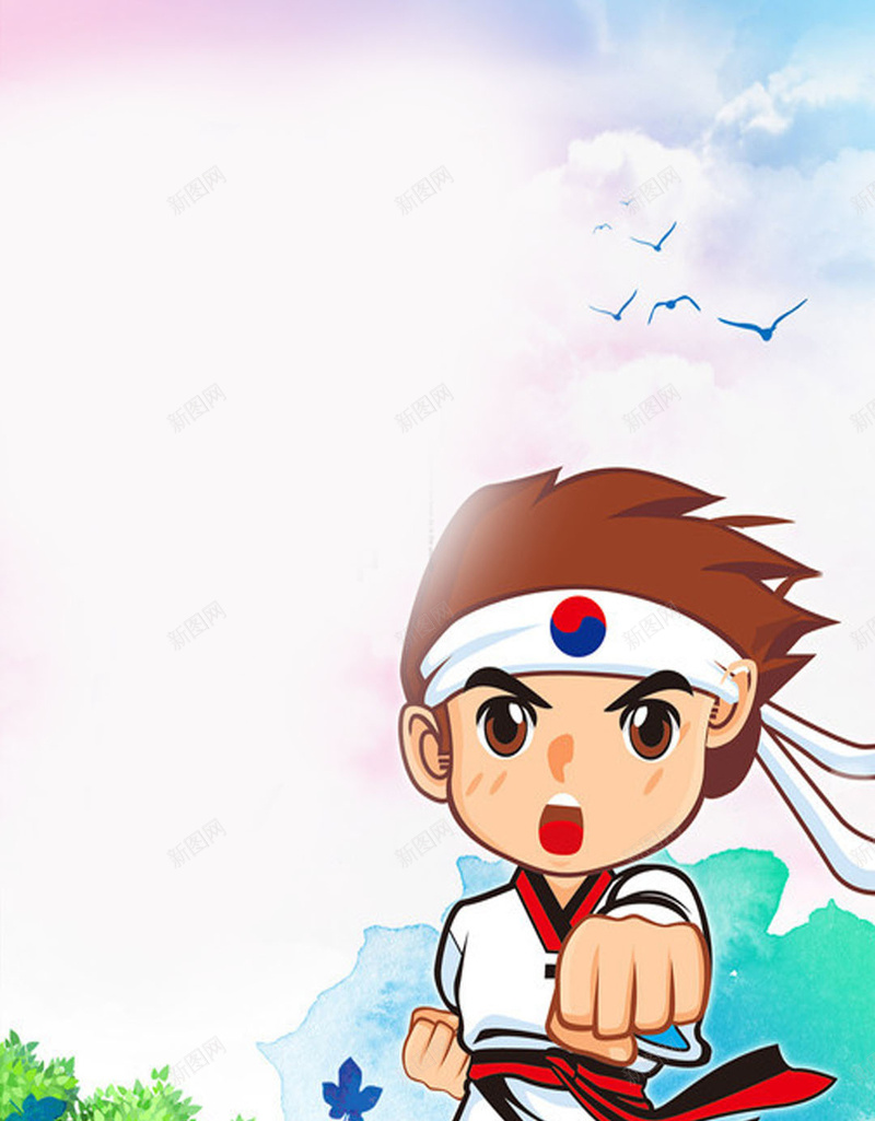 简约小清新跆拳道招生H5背景素材jpg设计背景_88icon https://88icon.com 火热报名中 暑假招生 小清新 纹理 美女 H5背景 跆拳道 水彩 水彩背景 武术招生