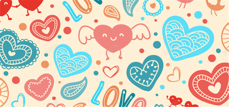 爱心翅膀背景jpg设计背景_88icon https://88icon.com 海报banner 卡通 爱心 碎花 翅膀 童趣 手绘