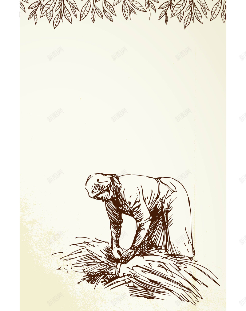 小清新割麦背景印刷背景jpg设计背景_88icon https://88icon.com 小清新 劳作 手绘 树叶 简约 捆麦子 劳作背景 印刷背景