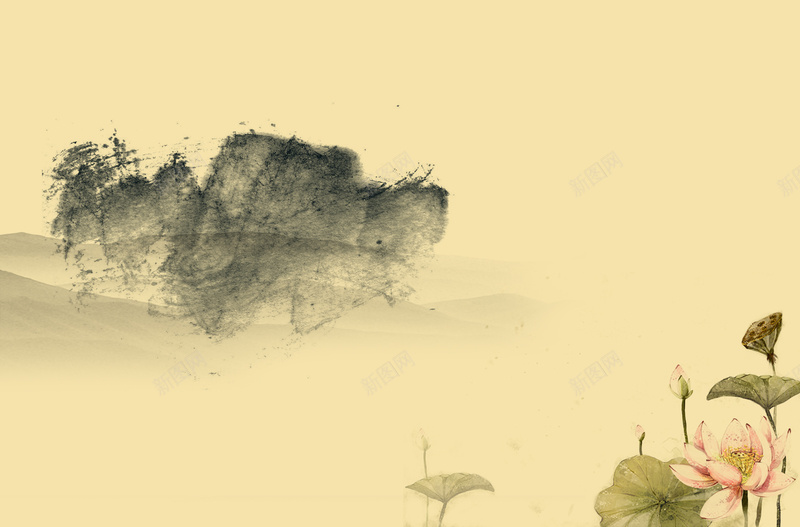 中国画水墨复古背景素材jpg设计背景_88icon https://88icon.com 荷花 中国画 水墨 山水画 荷叶 宣纸 背景素材 泼墨 复古 水墨素材