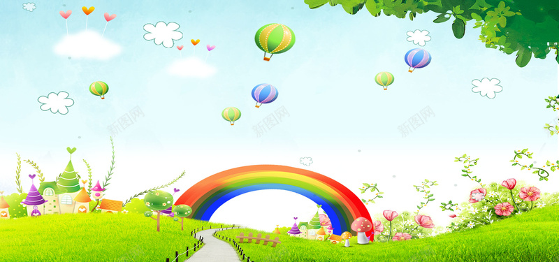 运动会卡通天蓝色宣传海报背景psd设计背景_88icon https://88icon.com 活动 素材 云 热气球 桃心 树 花朵 栅栏 彩虹 房子 唯美 卡通 广告 设计 创意 清新 海报