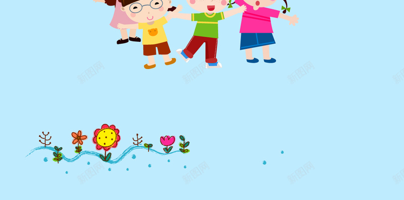 扁平儿童小花卡通H5背景素材psd设计背景_88icon https://88icon.com 儿童 卡通 小花 扁平 蓝色 H5背景 可爱 云朵 手绘