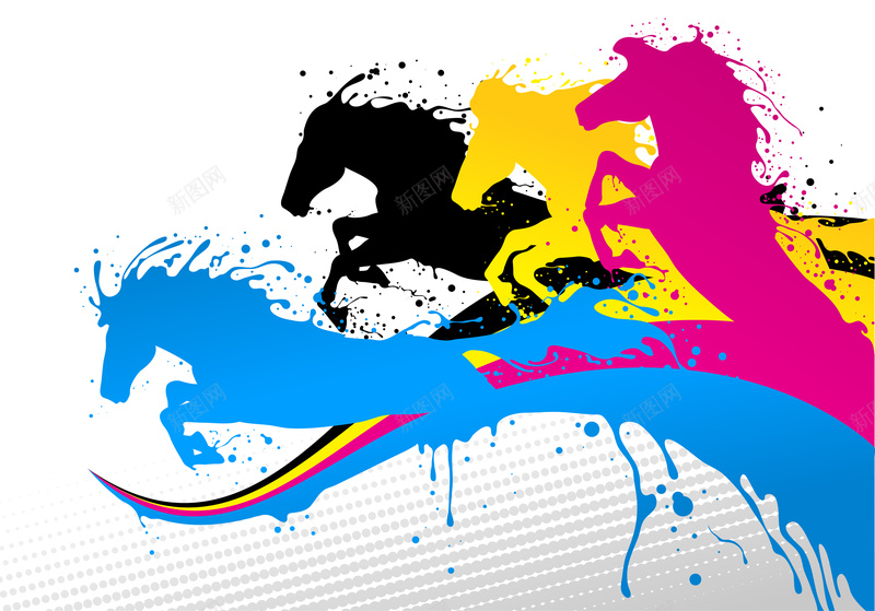 CMYK色水彩马背景jpg设计背景_88icon https://88icon.com 水彩 马 动感 扁平 渐变 CMYK 几何