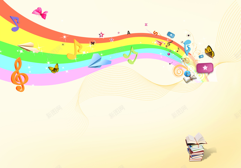 手绘书本五颜六色音符音乐印刷背景psd设计背景_88icon https://88icon.com 五颜六色 书本 手绘 音乐 音符 印刷背景 卡通 童趣