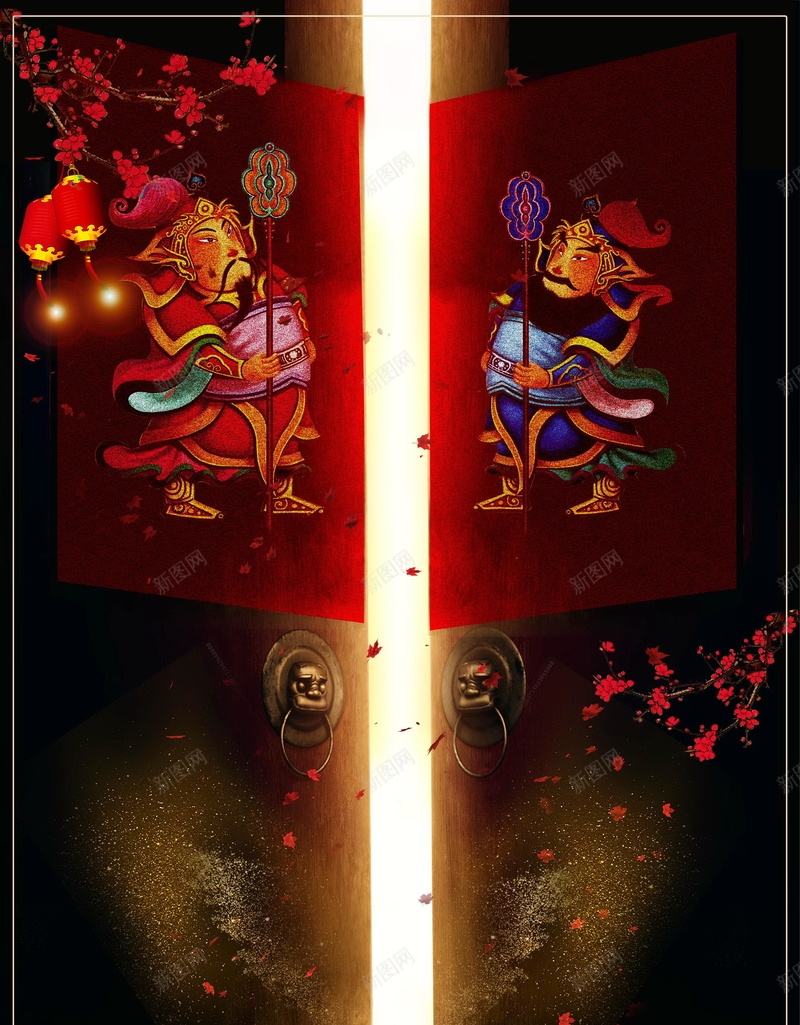 简约中国年大气门神jpg设计背景_88icon https://88icon.com 门神 春节 传统文化 风俗 民俗 财神 秦琼 天神 过年 年画 民间艺术 关公 平面设计 分层文件 源文件 高清