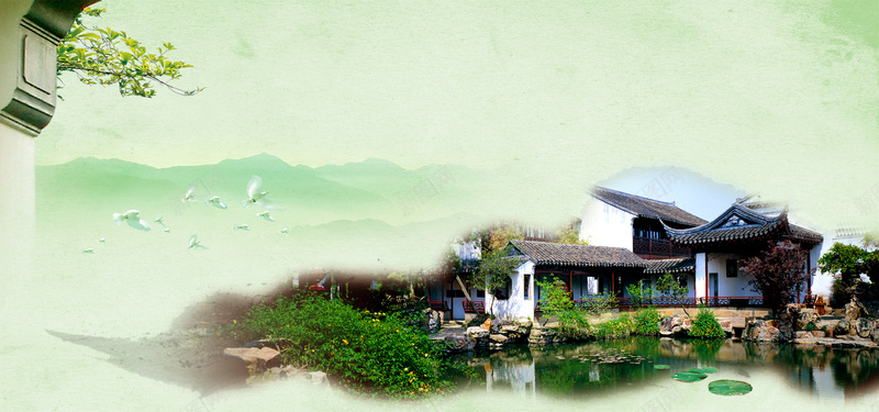 中国风江南园林背景jpg设计背景_88icon https://88icon.com 中国风 水墨 江南 园林 背景 banner