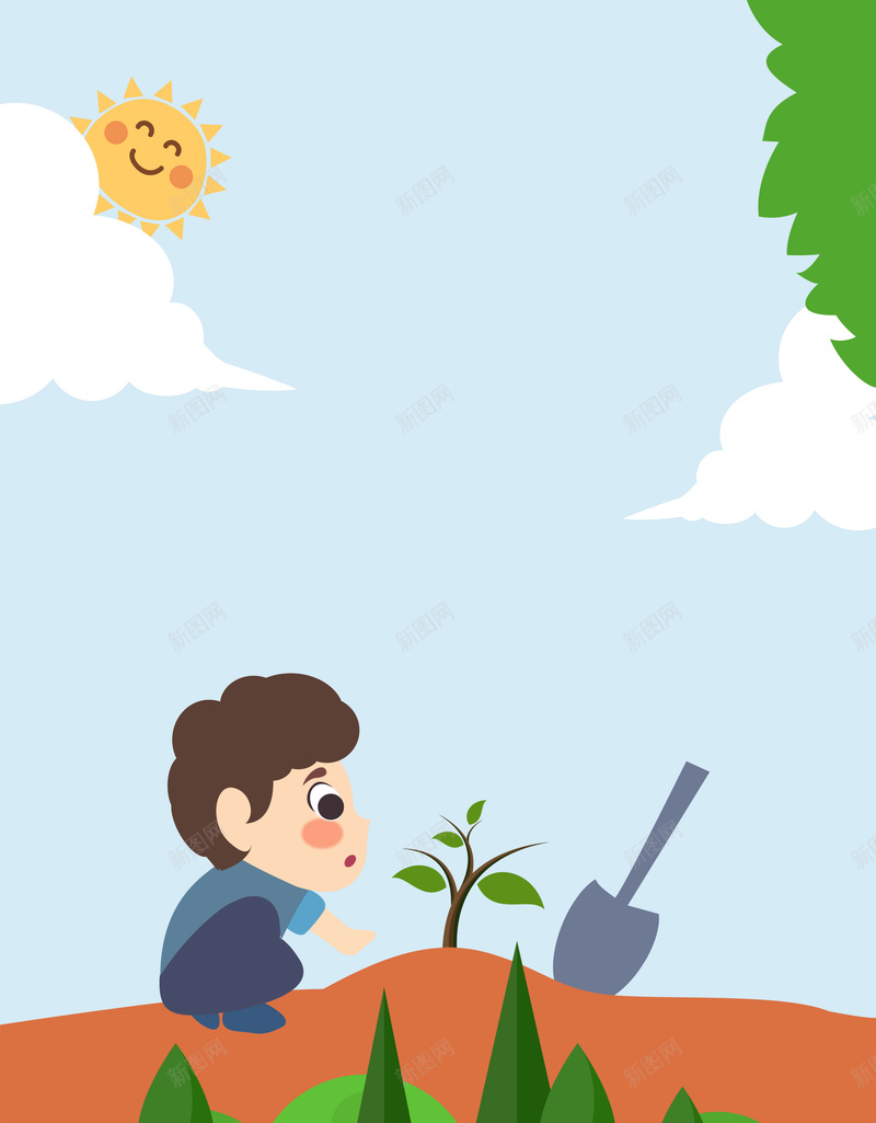 卡通手绘植树节公益宣传海报背景素材psd设计背景_88icon https://88icon.com 植树节 公益 卡通 太阳 手绘 蓝天 白云 小树 树叶 宣传 海报 背景 素材