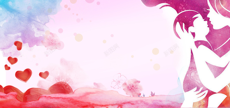 剪影母亲节爱心手绘渐变粉bannerpsd设计背景_88icon https://88icon.com 母亲节 剪影 母亲 母女 爱心 感恩母亲节 温馨 文艺 小清新 简约 素材 广告 设计 背景 亲情